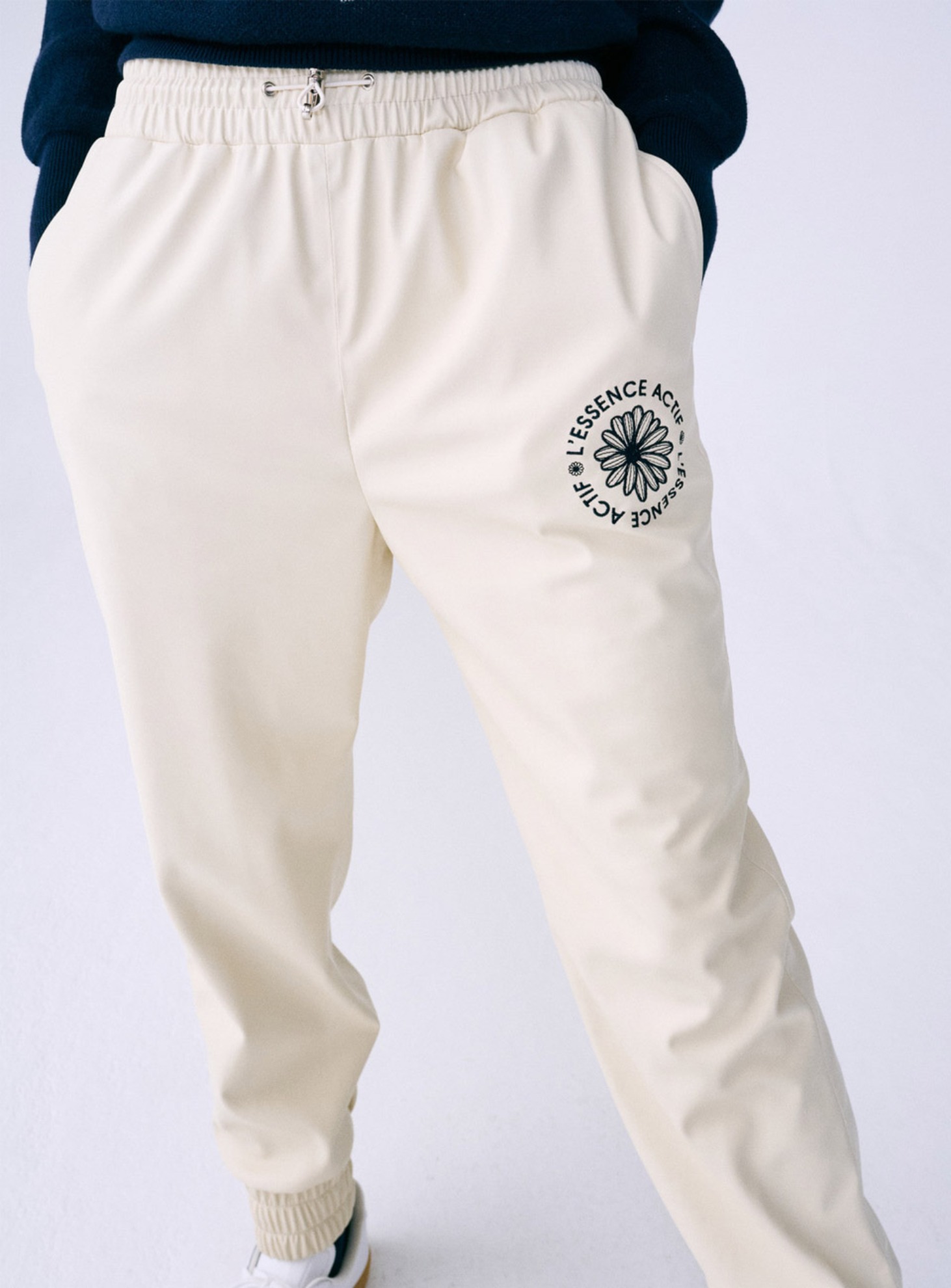FAUX LEATHER JOGGER PANTS_IVORY NAVY