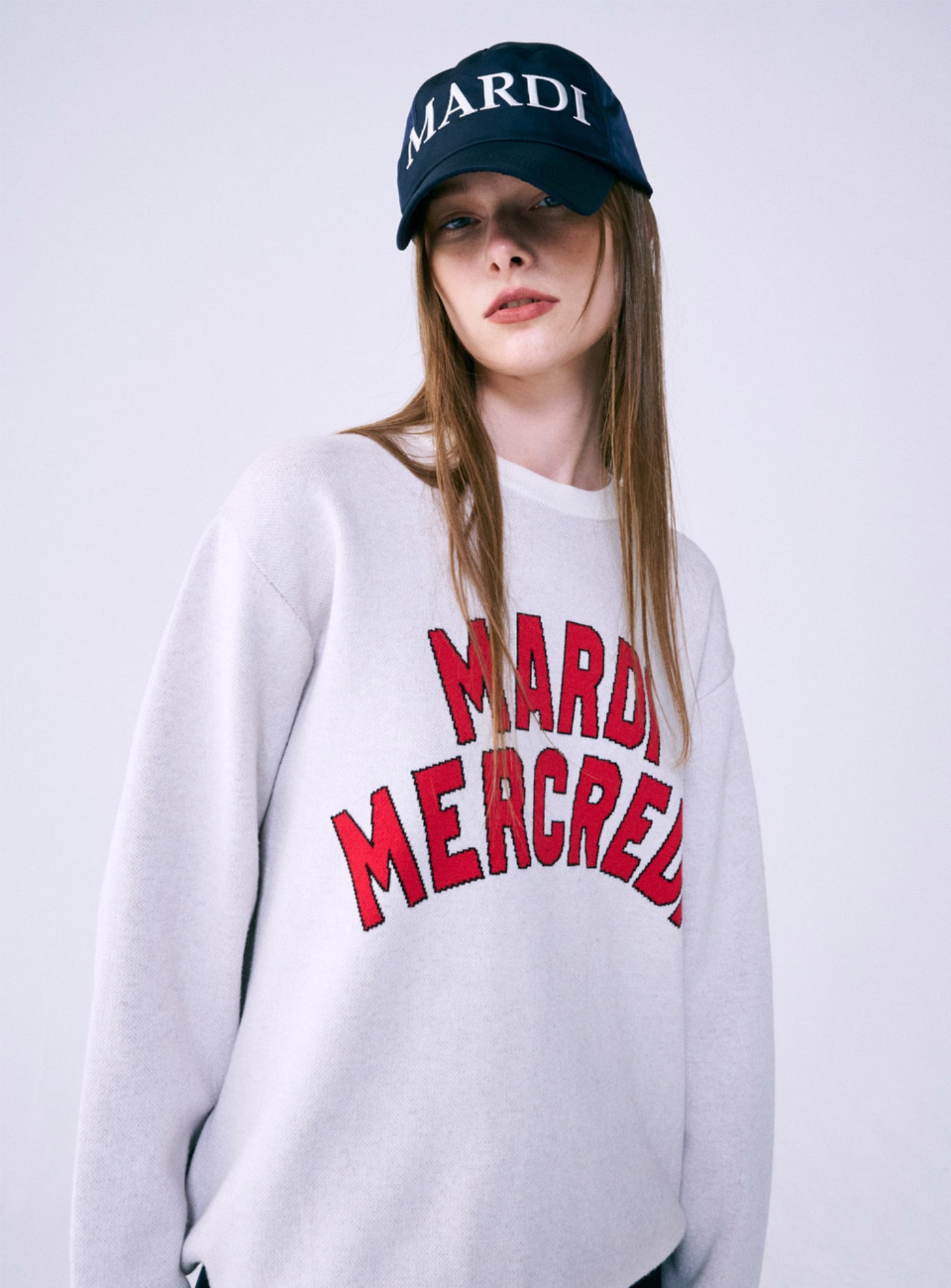 UNISEX KNIT PULLOVER LOGO SPORTIF_IVORY RED
