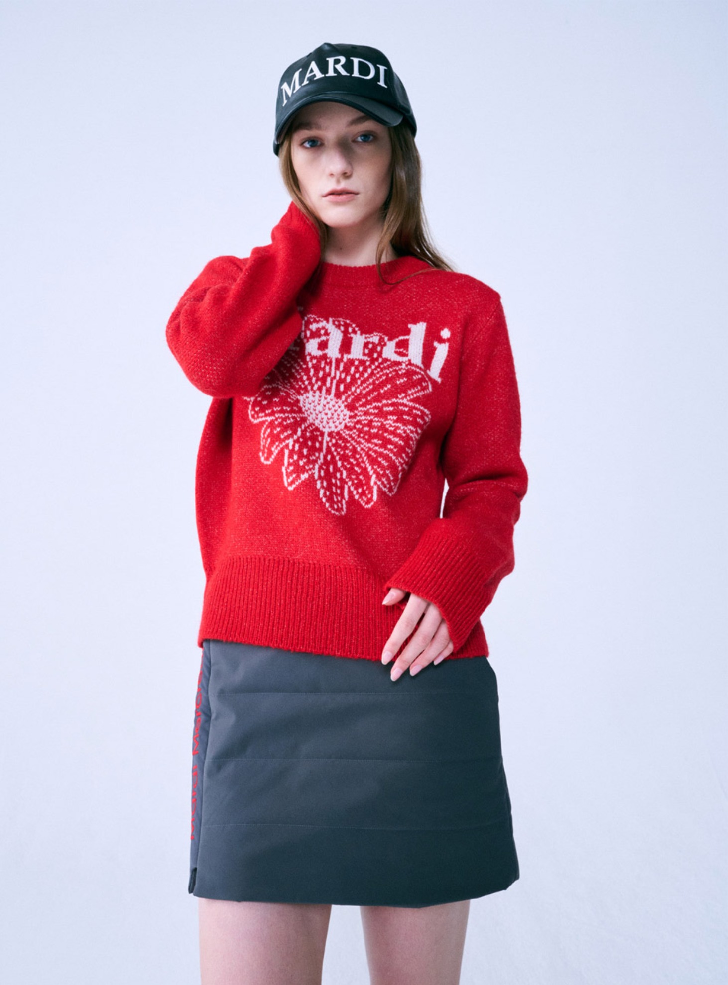 MOHAIR BLENDED KNIT PULLOVER_RED IVORY