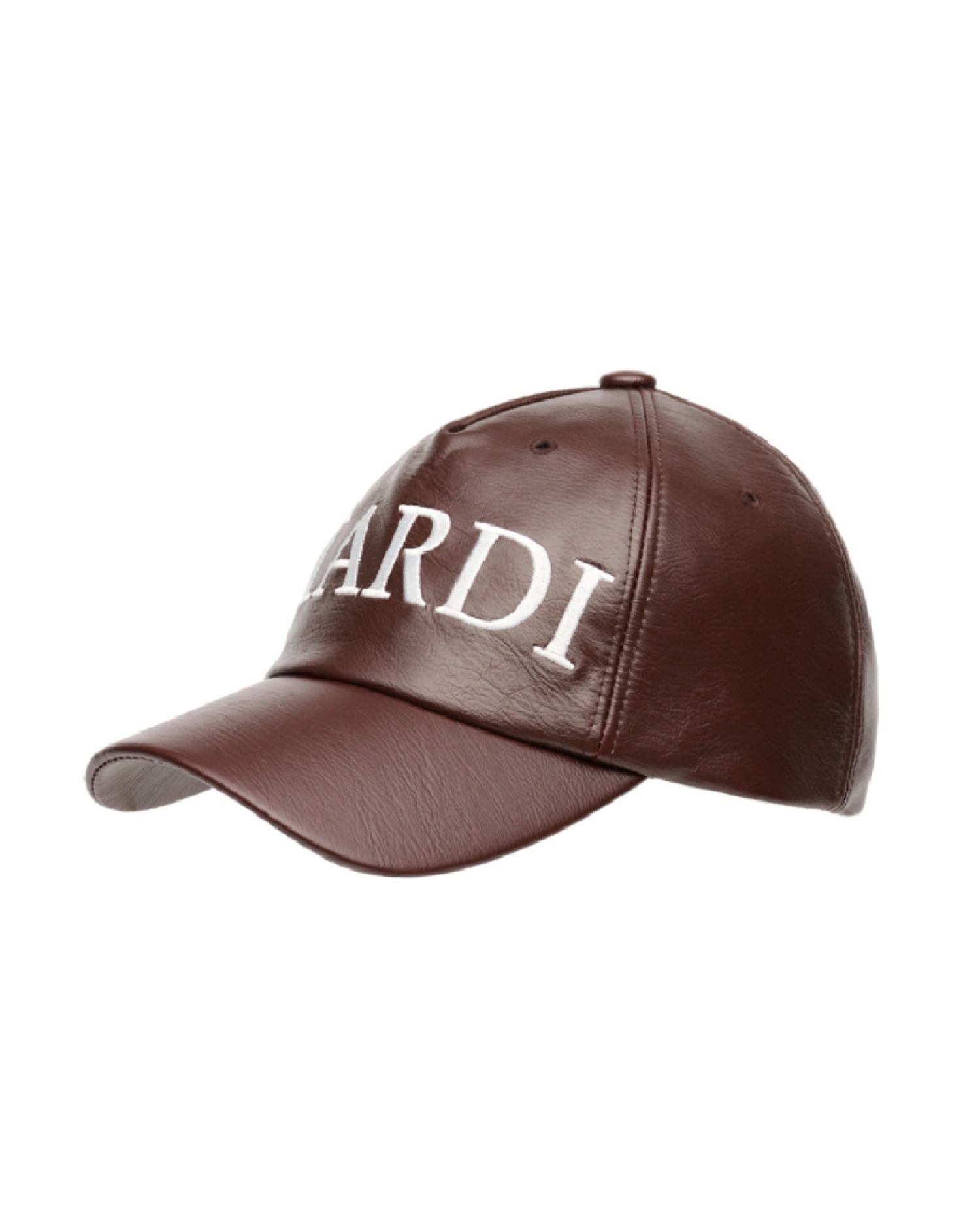 FAUX LEATHER CAP_BROWN IVORY
