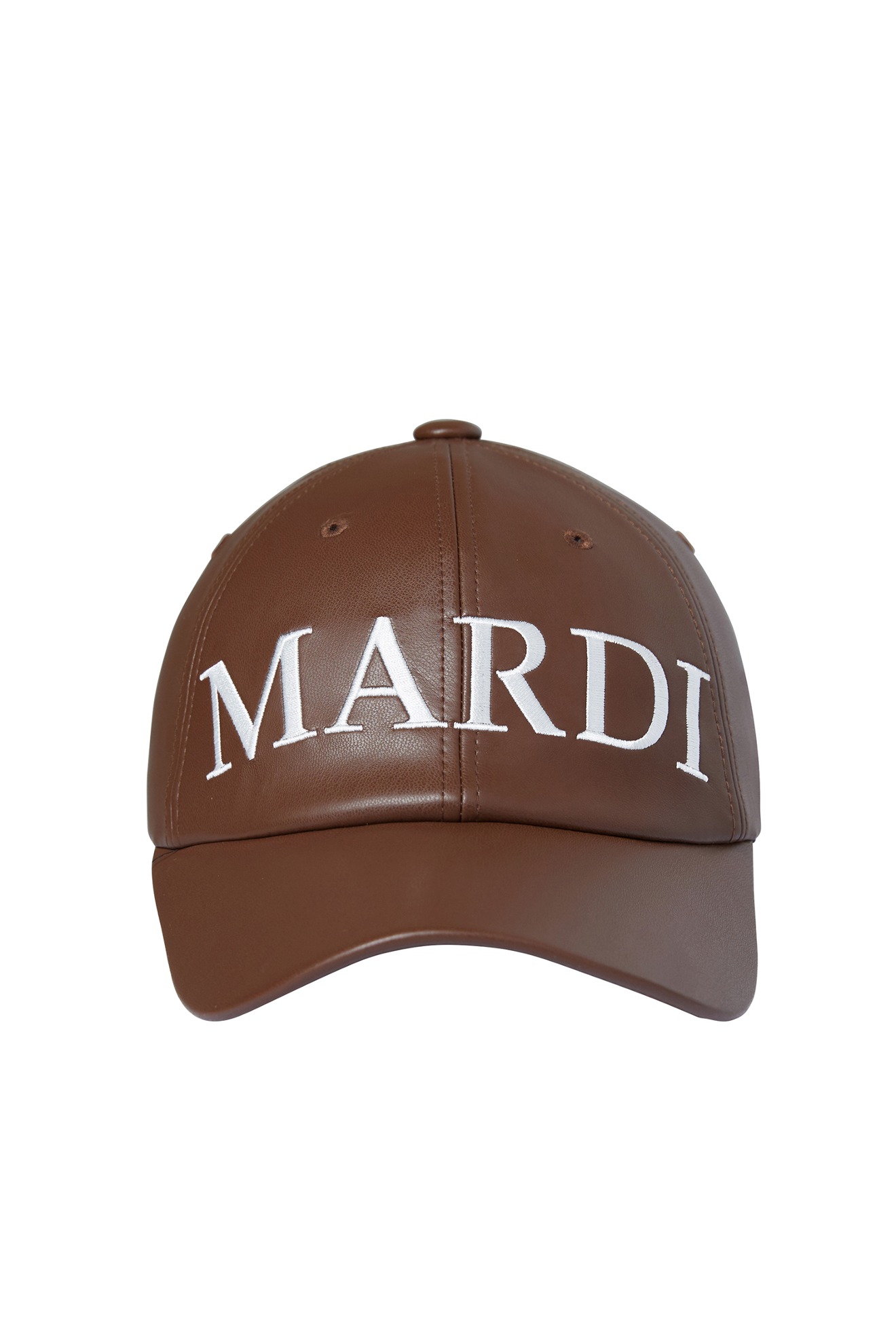 (FW)FAUX LEATHER CAP_BROWN IVORY
