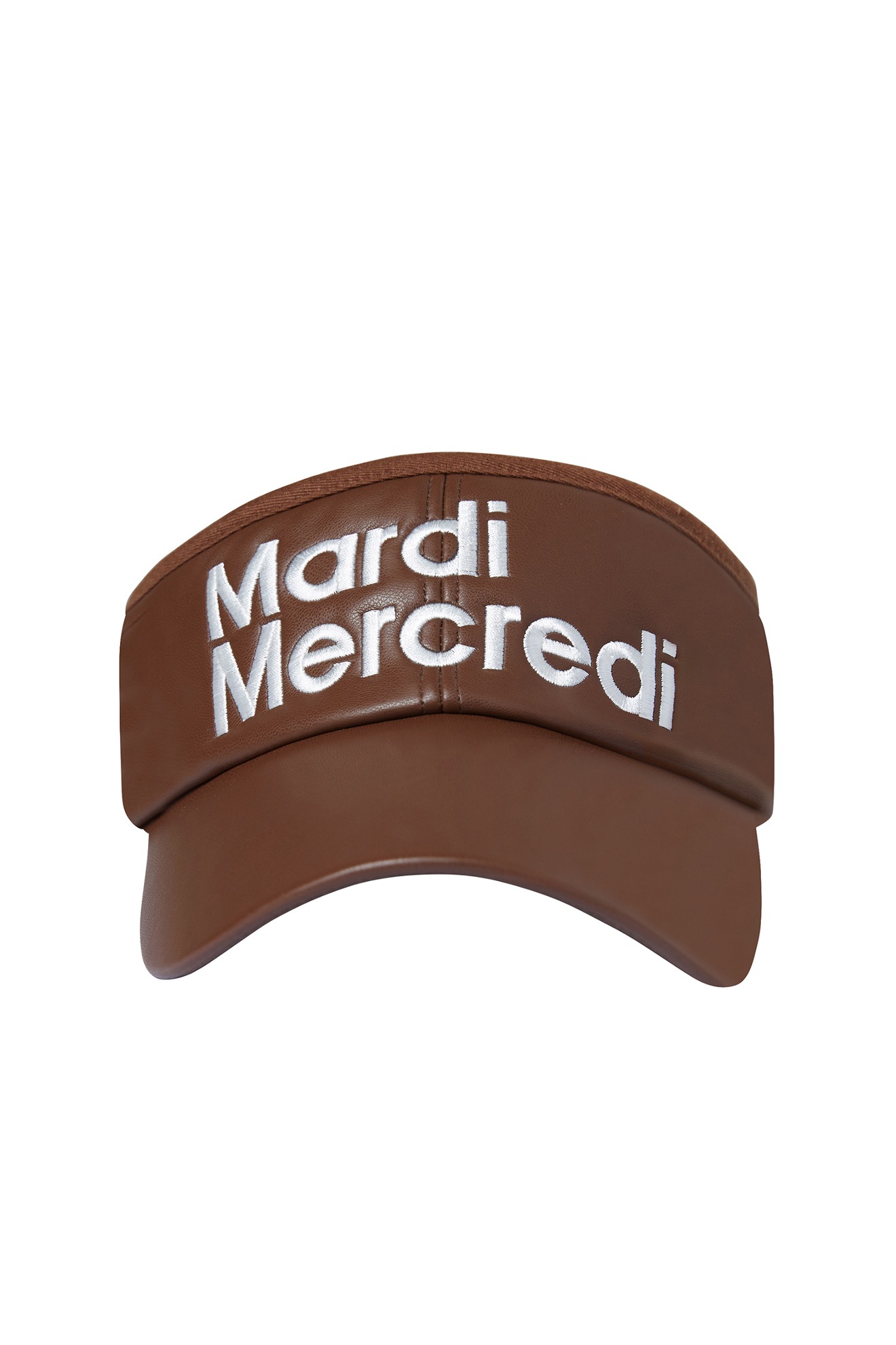 FAUX LEATHER SUN VISOR_BROWN IVORY