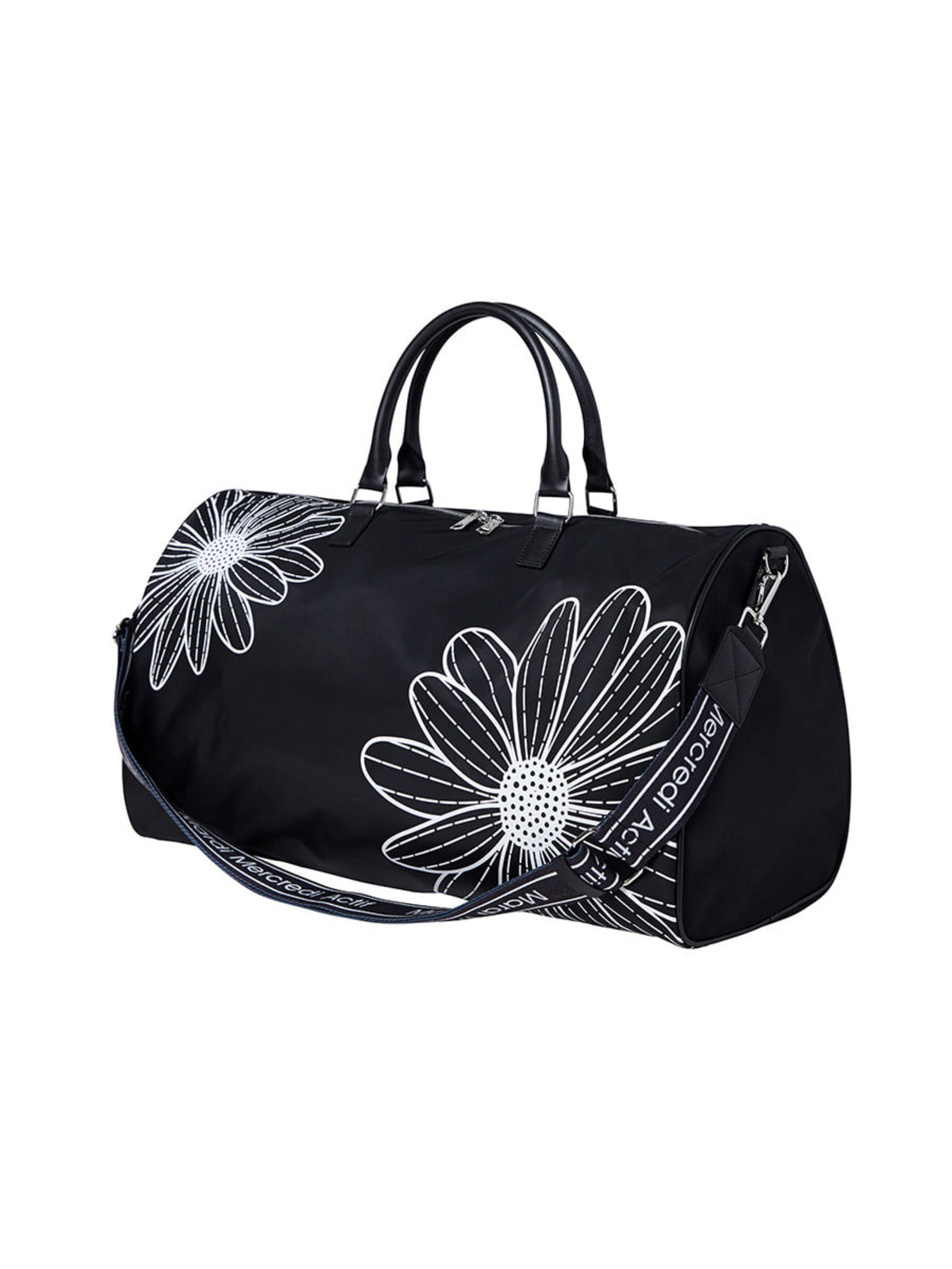 ALL OVER FLOWERS PRINTED BOSTON BAG_BLACK RED